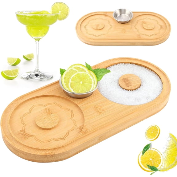 Margarita Salt Rimmer Set Wood Bar Glass Rimmer,Sugar and Salt Rimmers for Cocktails,Bartender Tool Glass Rimmers for up to 4.9" Rims,Home Bar Party Cocktail Set Bartender Kit