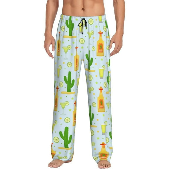 Margarita Tequila Cactus Mexico Men'S Pajama Pants Soft Sleep Lounge Pants Pjs Bottoms With Pockets Small