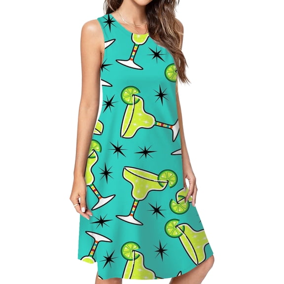 Margarita Time Casual Sleeveless Loose Sundress Dress For Women Summer Dress Daily Woman