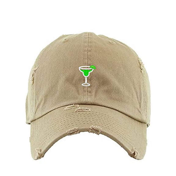 Margarita Vintage Baseball Cap Embroidered Cotton Adjustable Distressed Dad Hat Khaki