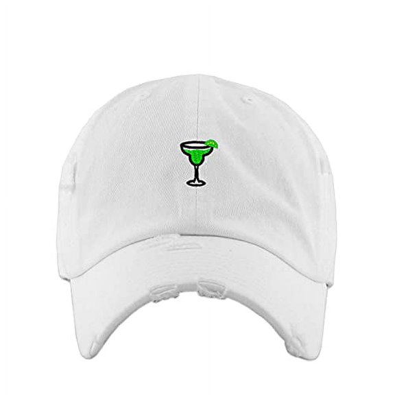 Margarita Vintage Baseball Cap Embroidered Cotton Adjustable Distressed Dad Hat White