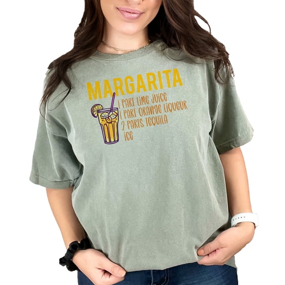 Margarita recipe graphic tee, fun summer drink t-shirt, cocktail lover gift, casual drink recipe shirt, funny margarita t-shirt, Moss Comfort Colors T-Shirt, 3XL