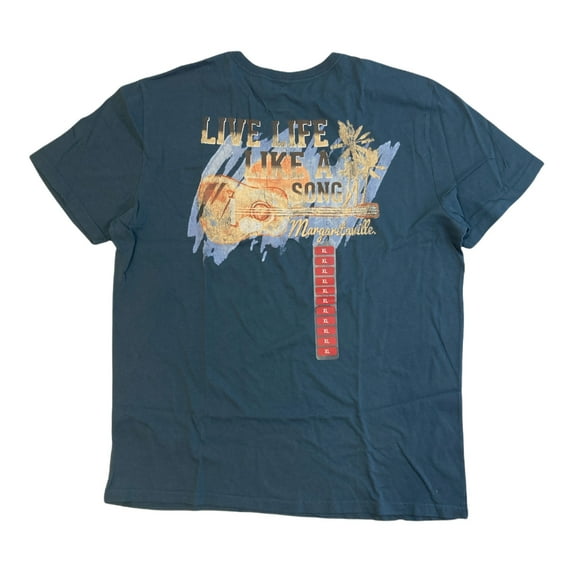 Margaritaville Men's Jimmy Buffet Graphic Short Sleeve T-Shirt w/ Front Pocket (Blue, XL)