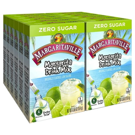 Margaritaville Singles to Go Water Drink Mix - Margarita Flavored, Non-Alcoholic Powder Sticks (12 Boxes with 6 Packets Each - 72 Total Servings), 0.65 Ounce (Pack of 12)