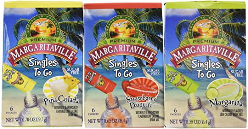 Margaritaville Singles To Go Drink Mix Ultimate Summer Variety Party Bundle Margarita, Pina Colada & Strawberry Daiquiri 3 X 6 Pack Boxes ( 2 Pack )