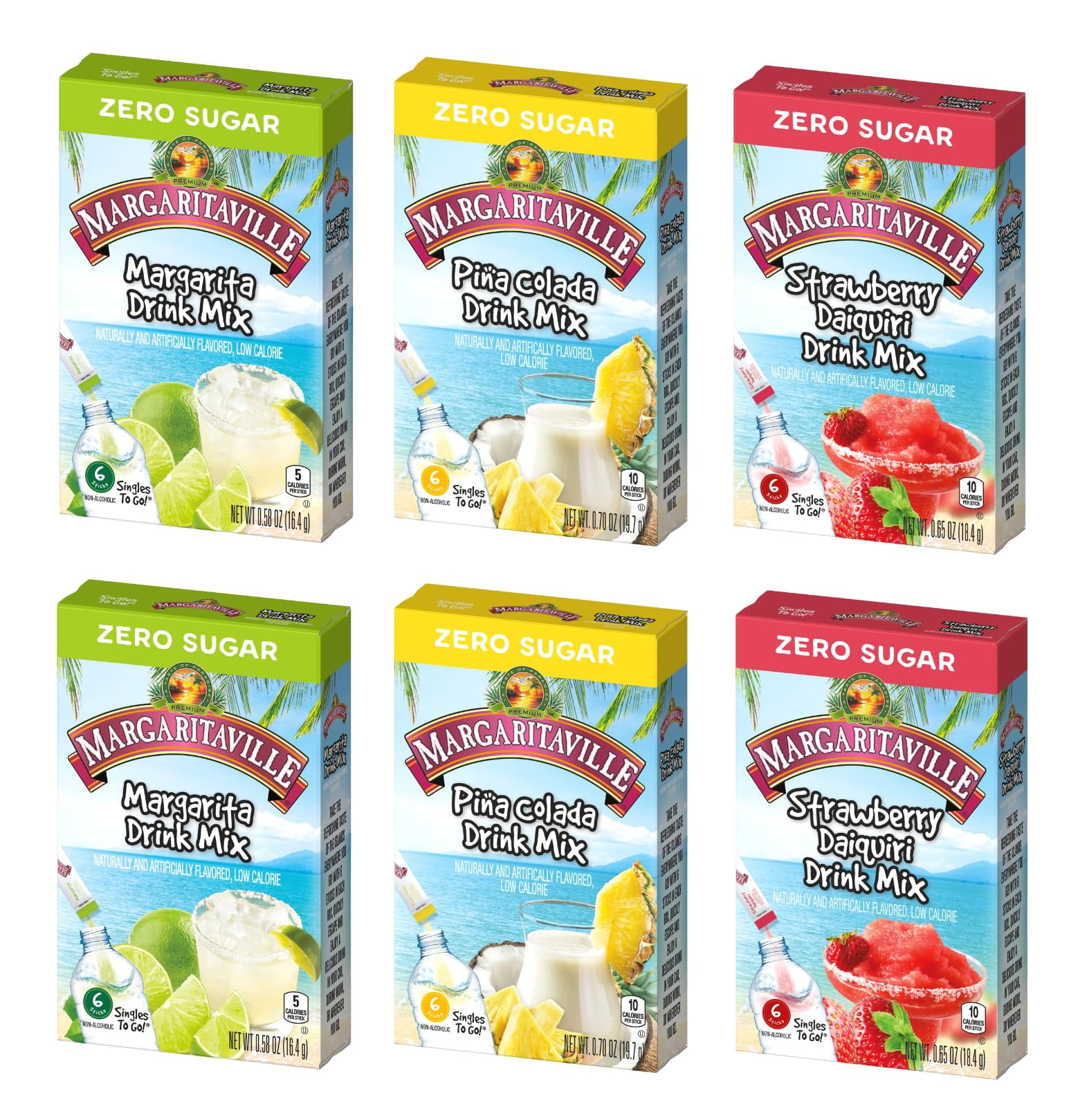 Margaritaville Singles To Go Drink Mix Variety Pack 3 Flavors 2 Boxes Each Pina Colada