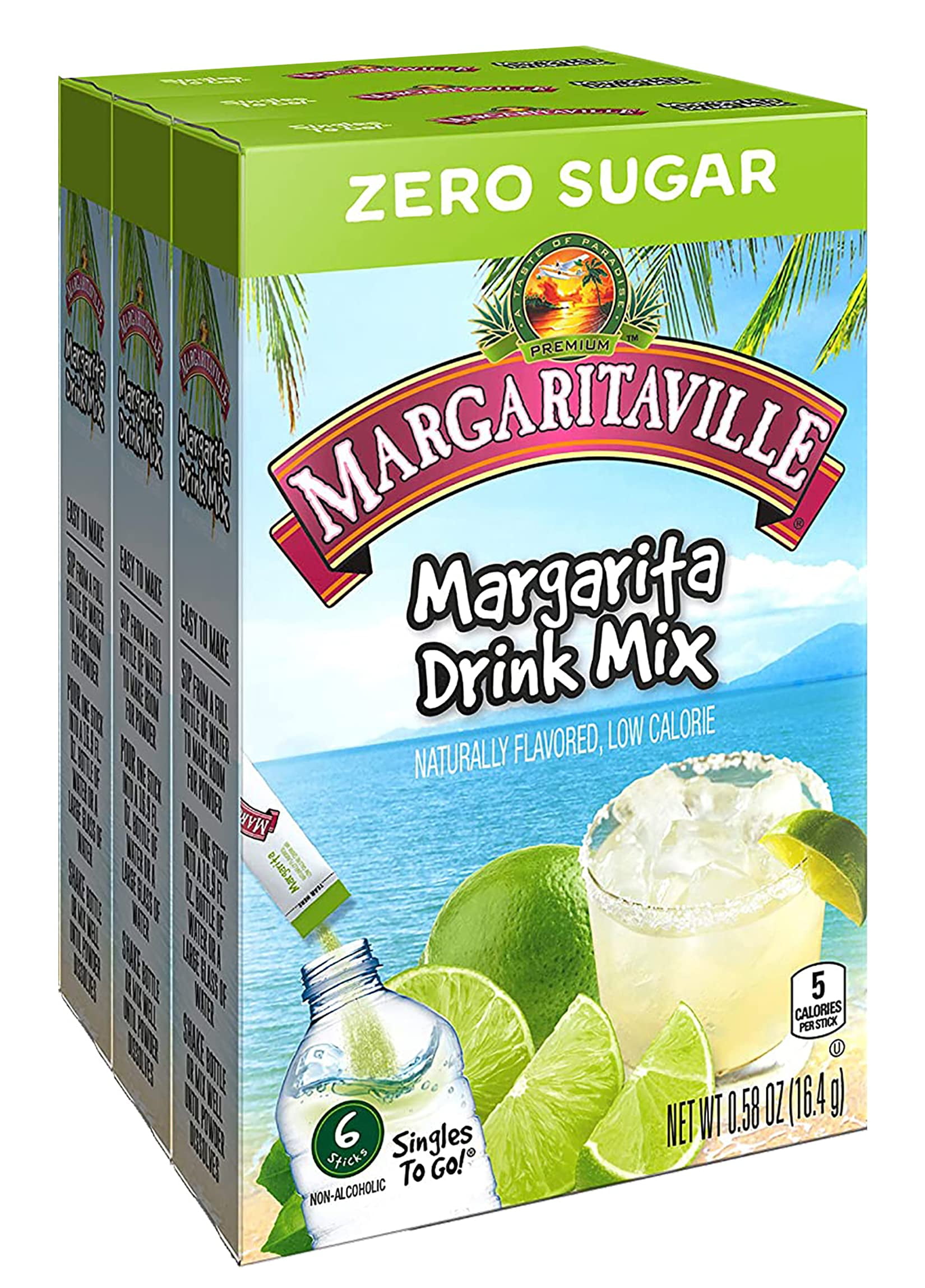 Margaritaville Singles To Go Water Drink Mix Margarita Flavored, Non