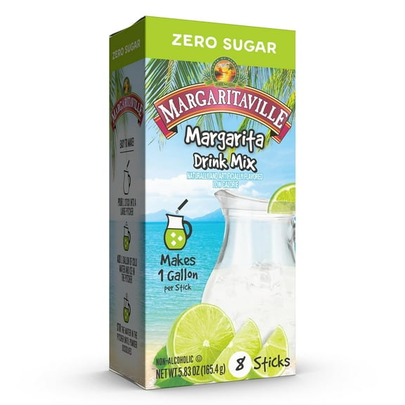 Margaritaville Sugar Free Powdered Drink Mix, Margarita, 8 Count Gallon Pitcher Packets
