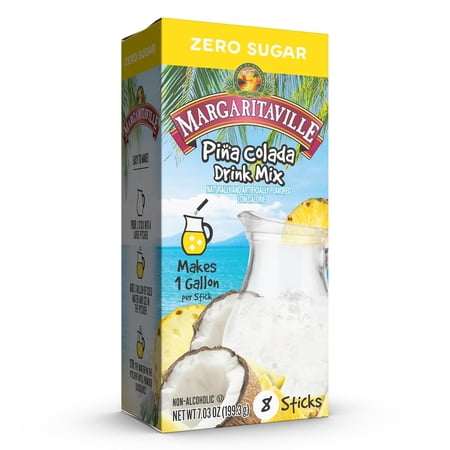 Margaritaville Sugar Free Powdered Drink Mix, Piña Colada, 8 Count Gallon Pitcher Packets