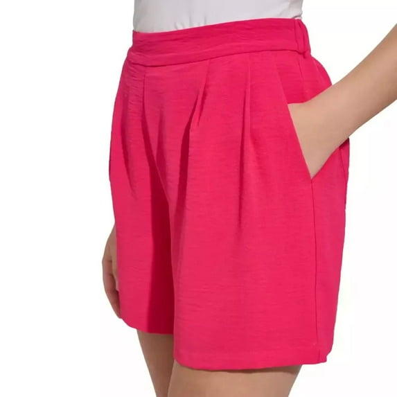 Margaritaville Women's High Rise Lightweight Crinkle Casual Shorts (Pink, L)