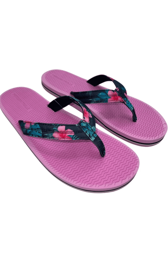 Womens Tropical Island Floral Cushioned Thong Sandals, 6