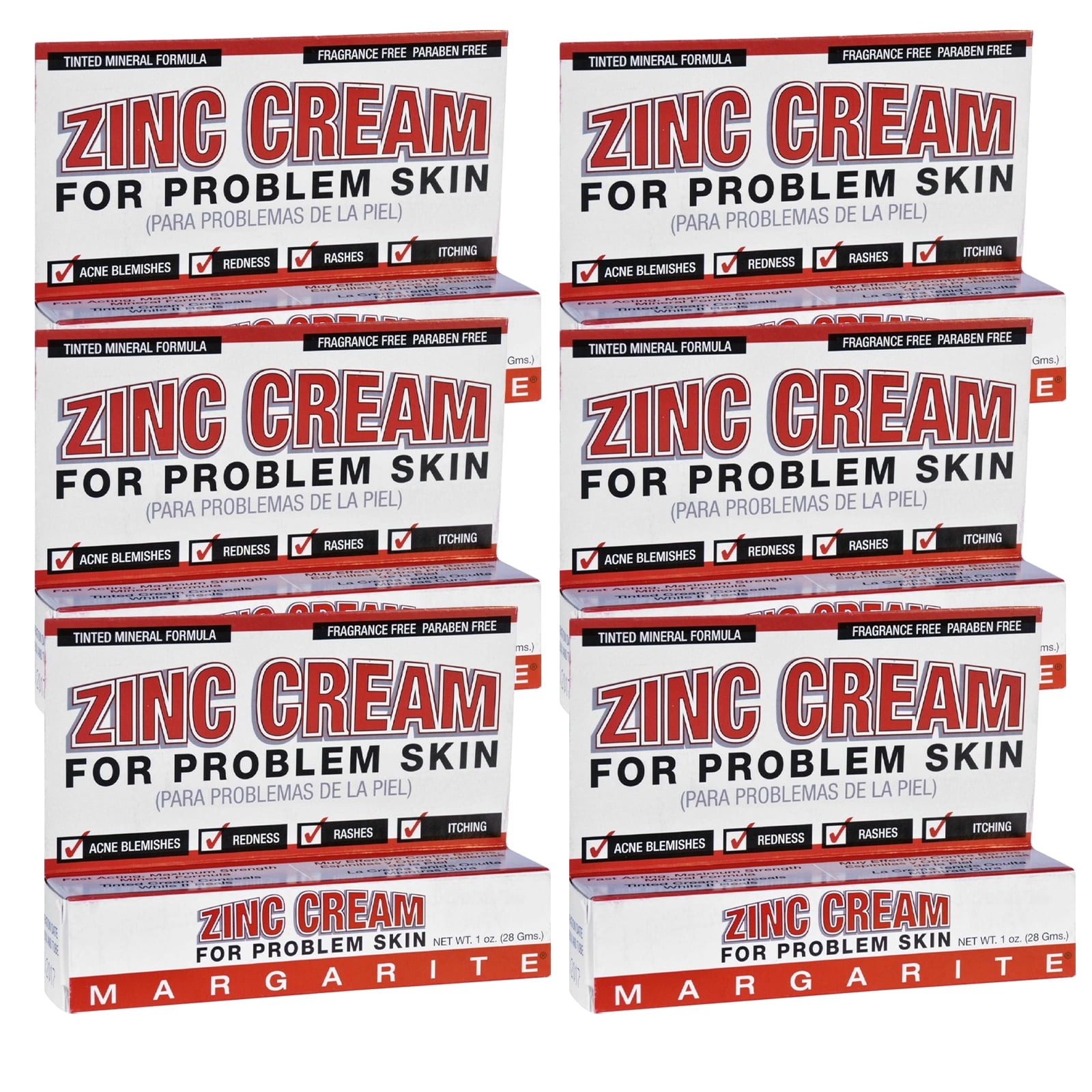 Margarite Cosmetics Zinc Cream, 1 Oz, 6 Pack