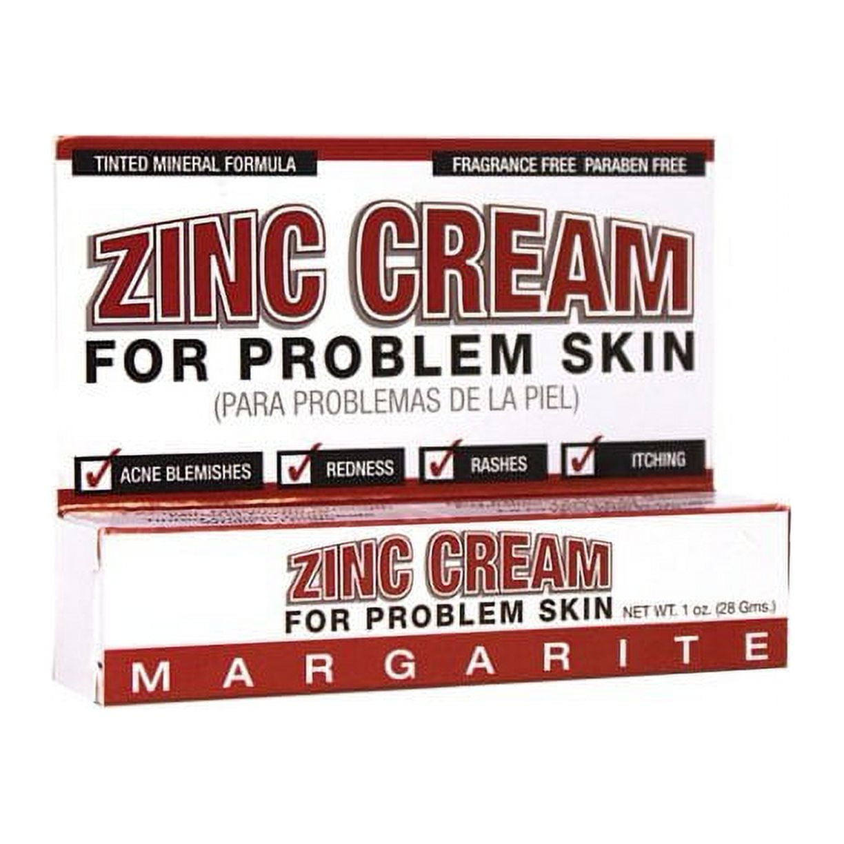 Margarite Cosmetics Zinc Cream Skin Treatment, 1Oz, 2-Pack