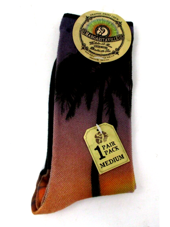 Margartitaville Graphic Print Crew Socks Palm Tree