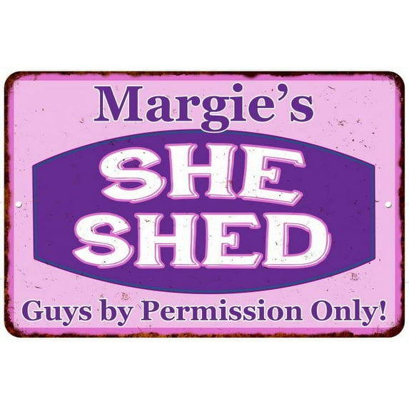 Margie's Purple & Pink SHE SHED Vintage Sign 8x12 Woman Wall Decor 208120040291