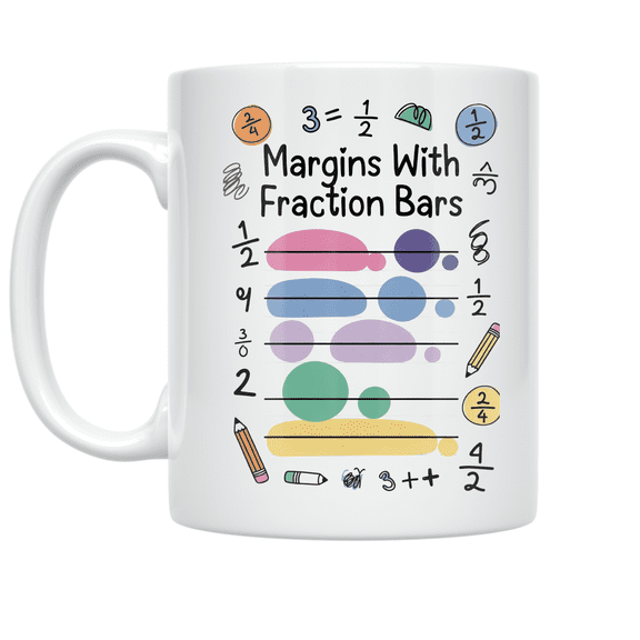 Margins With Fraction Bars - Math Enthusiast - 11 oz Ceramic Coffee Mug