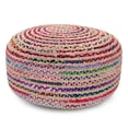 thumbnail image 1 of Simpli Home Margo 30 inch Wide Boho Large Round Pouf in Multi-Color Handwoven Jute and Cotton, 1 of 7