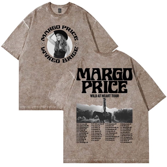 Margo Price Wild At Heart Tour Merch T-Shirt Cotton Wash Tee Women Men Short Sleeve Casual Crewneck Tee
