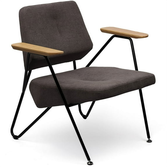 Margot Accent Chair Upholstered Seat Metal Legs and Solid Wood Armrests