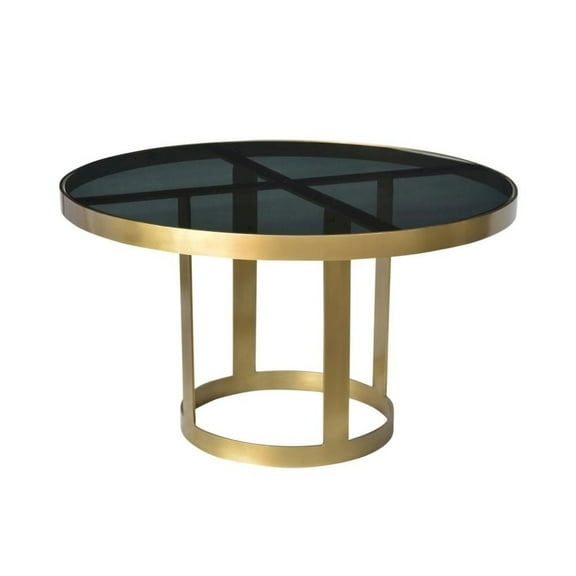 Margot Cocktail Table on Cast Iron Frame in Metallic Gold Finish with Glass Top