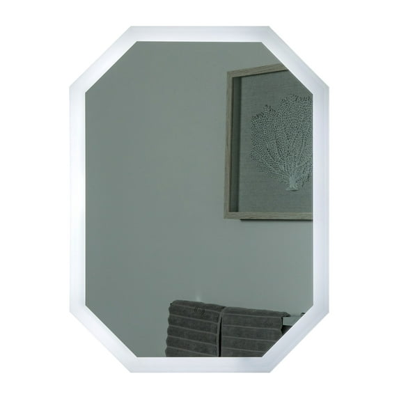 Margot LED Vanity Mirror 23.6" X 31.5" Octagon Modern Mirror by Decor Wonderland