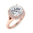 thumbnail image 1 of Margot - Moissanite Cushion Cut Lab Diamond Solitaire Engagement Ring With Halo, 1 of 5