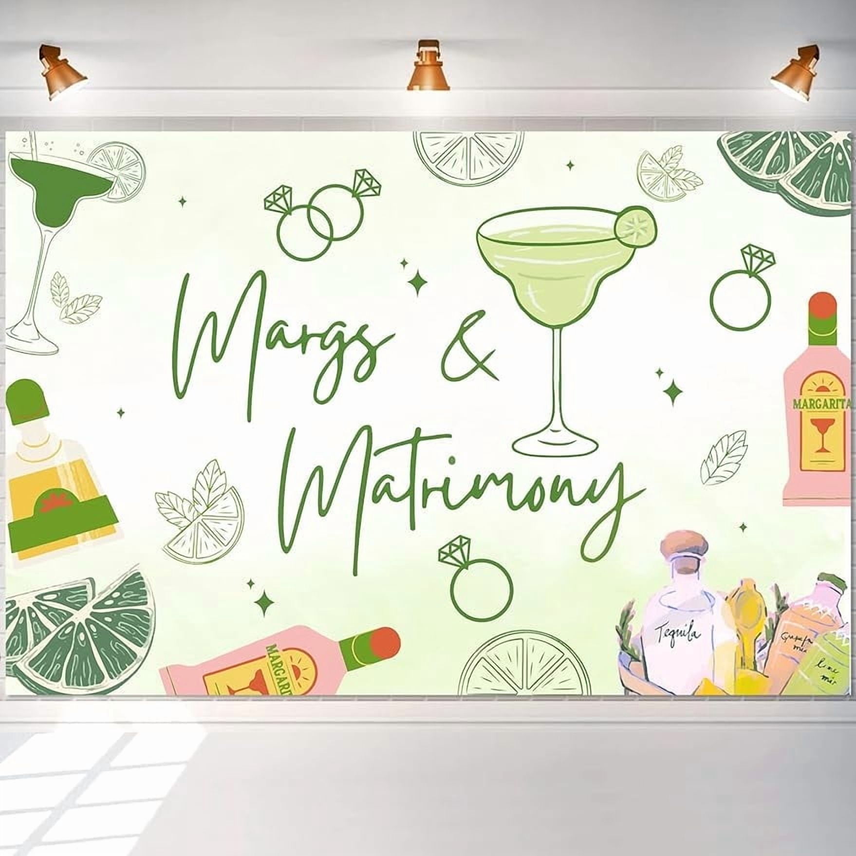 Margs and Matrimony Bachelorette Decorations Backdrop Margarita ...