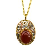 Anju P2216 Red Onyx Mixed Metal Pendant Necklace
