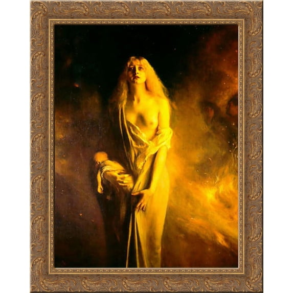 Marguerite au Sabbat 20x23 Gold Ornate Wood Framed Canvas Art by Bouveret, Pascal Adophe Jean Dagnan