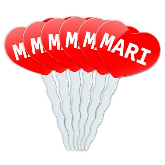 Mari Heart Love Cupcake Picks Toppers - Set of 6