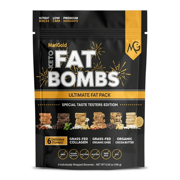 MariGold Keto Fat Bombs 6 Flavor Sampler, With Grass-Fed Collagen, Low-Carb, Organic Ingredients, Gluten-Free, Non-GMO