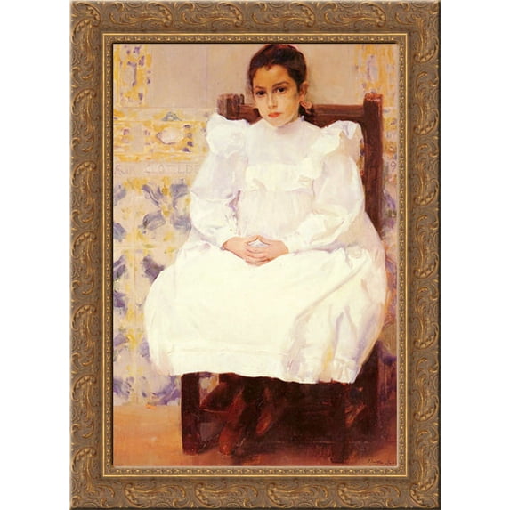 Maria 19x24 Gold Ornate Wood Framed Canvas Art by Sorolla y Bastida, Joaquin