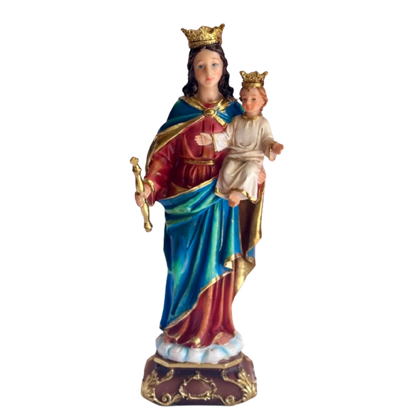 Maria Auxiliadora 12" Mara Auxilio de Los Cristianos La Que Trae el Auxilio Venido del Cielo Resin Religious Figure Mary Help of Christians