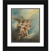 Maria Cosway 20x23 Black Ornate Framed Double Matted Museum Art Print Titled: An Angel and Putti Accompanying a Child's Soul to Heaven