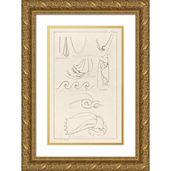 Maria Denman 13x18 Gold Ornate Wood Frame and Double Matted Museum Art Print Titled - Drapery, Published 1829
