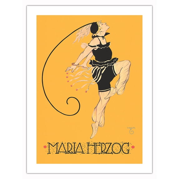 Maria Herzog - Vintage Dance Poster c.1906 - Bamboo Fine Art 290gsm Paper (Unframed) 12x16in
