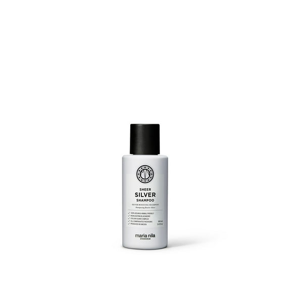 Maria Nila Sheer Silver, Shampoo 3.4 Fl Oz, Neutralizes Golden Shades, Violet Pigments Gives Cool Tone, 100% Vegan & Sulfate/Paraben free