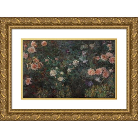 Maria Oakey Dewing 18x12 Gold Ornate Wood Frame and Double Matted Museum Art Print Titled - Rose Garden (1901)
