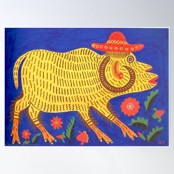 Maria Prymachenko This Ukrainian Ram Did Not Gather His Сrop 1976 Poster Wall Art, Modern Wall Decor For Living Room Bedroom, 16x24 UNFRAMED