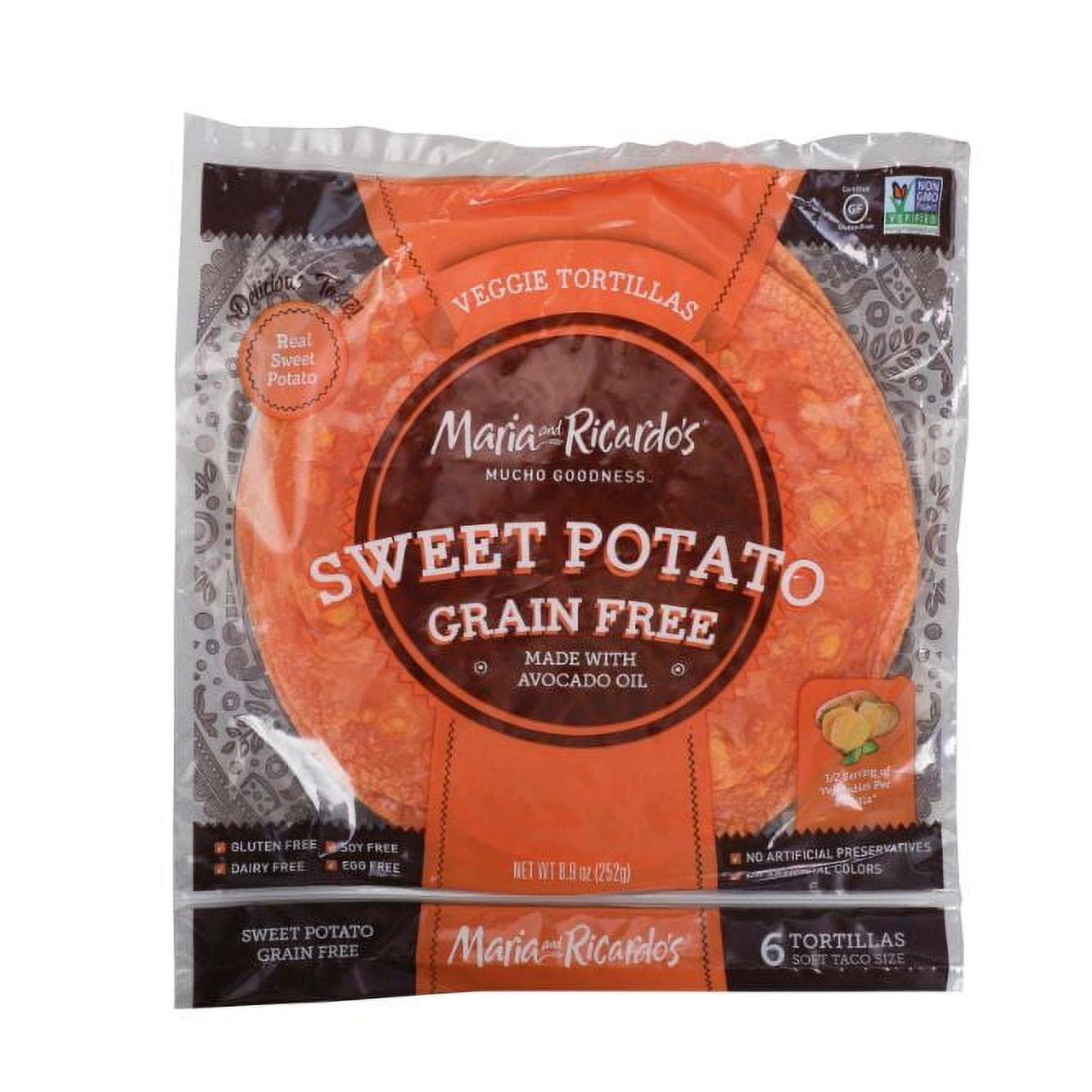 Maria & Ricardo's Veggie Sweet Potato Gluten Free Tortilla 8 Inch 9.1oz (PACK OF 12)