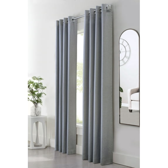 Maria Richly Textured Woven Grommet Curtain Panel 52" x 63" in Grey