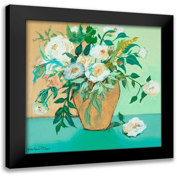 Maria, Robin 12x12 Black Modern Framed Museum Art Print Titled - Vase of White Roses