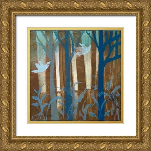 Maria, Robin 12x12 Gold Ornate Wood Framed with Double Matting Museum Art Print Titled - Peaceful Morning
