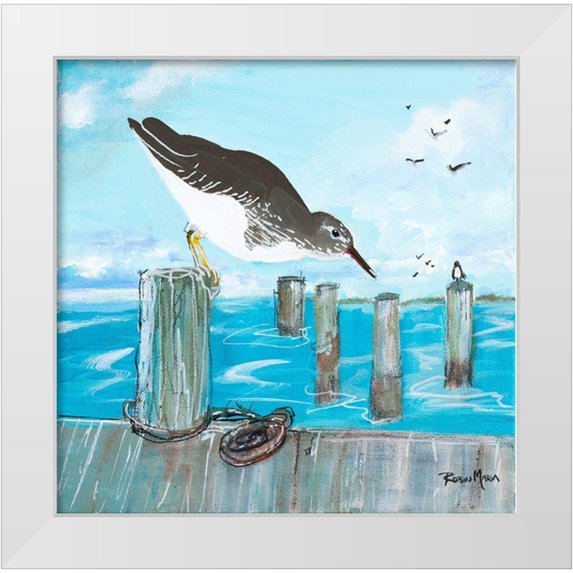 Maria, Robin 12x12 White Modern Wood Framed Museum Art Print Titled - Sandpiper Pier