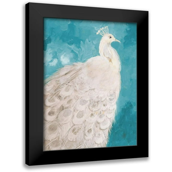 Maria, Robin 12x14 Black Modern Framed Museum Art Print Titled - Royal Plume on Teal