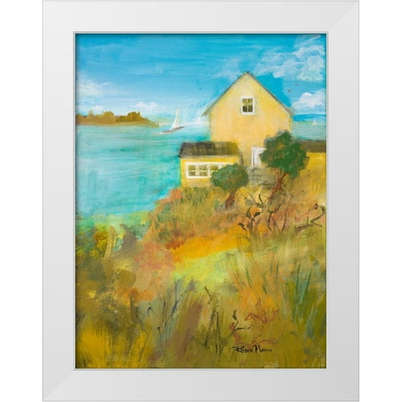 Maria, Robin 12x14 White Modern Wood Framed Museum Art Print Titled - Home By the Sea
