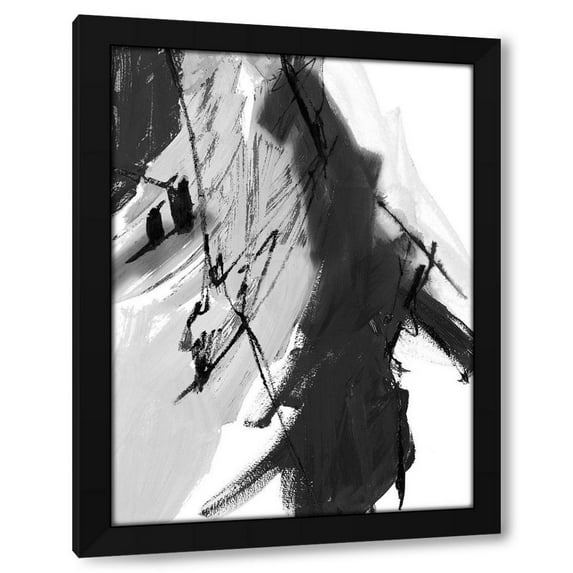 Robin Maria 19x24 Black Modern Wood Framed Wall Art Titled - Black and White Abstract II