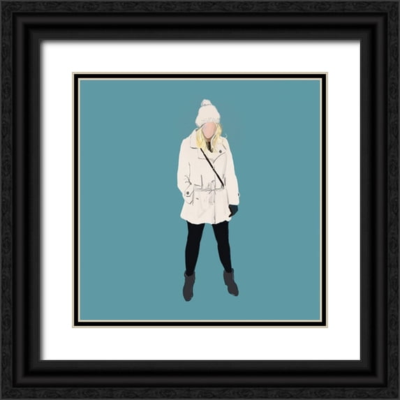 Maria, Robin 20x20 Black Ornate Wood Framed with Double Matting Museum Art Print Titled - Chilling in Style On Blue