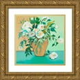 thumbnail image 1 of Maria, Robin 20x20 Gold Ornate Wood Framed with Double Matting Museum Art Print Titled - Vase of White Roses, 1 of 4