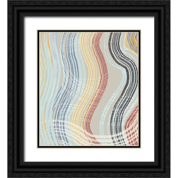 Maria, Robin 20x22 Black Ornate Wood Framed with Double Matting Museum Art Print Titled - Earth Tone Band Waves